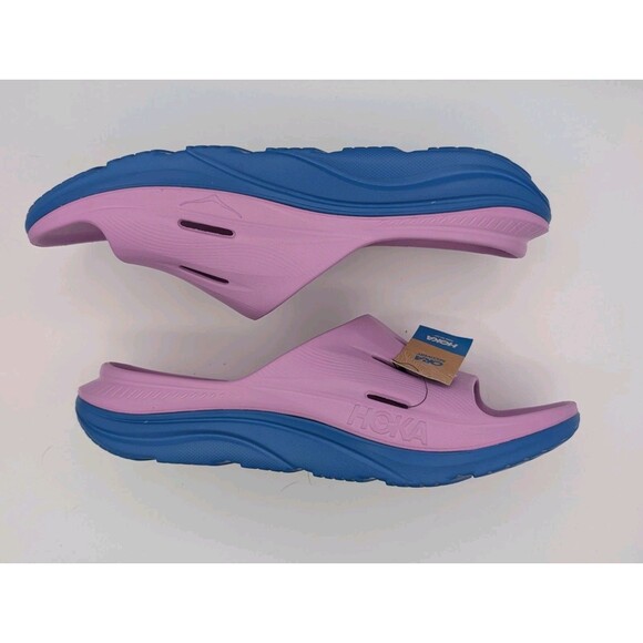 HOKA Ora Recovery Slide 3 Sandals Men’s 14 Women’s 16 Pink Blue NWT - Picture 2 of 7